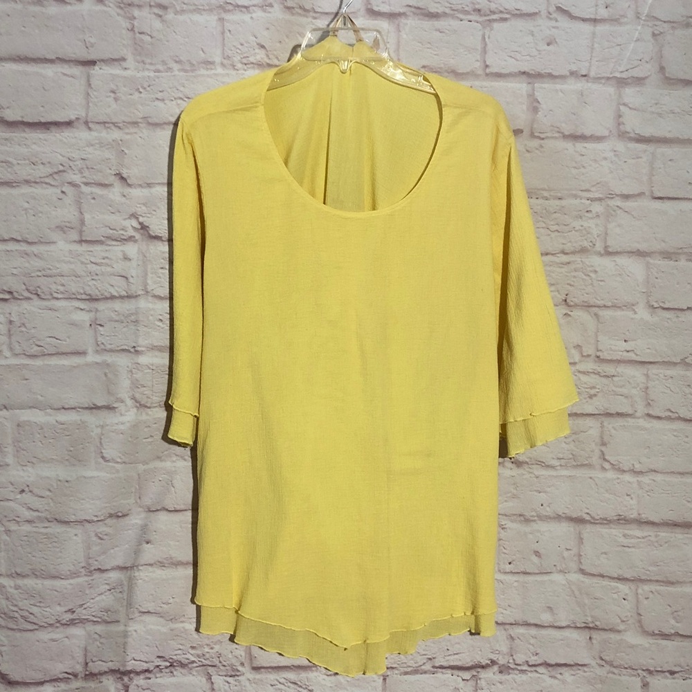 Soft Surroundings Lightweight Yellow Women's Blouse - Scoop Neck 1x